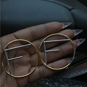 Gold and Silver Hoop Earrings